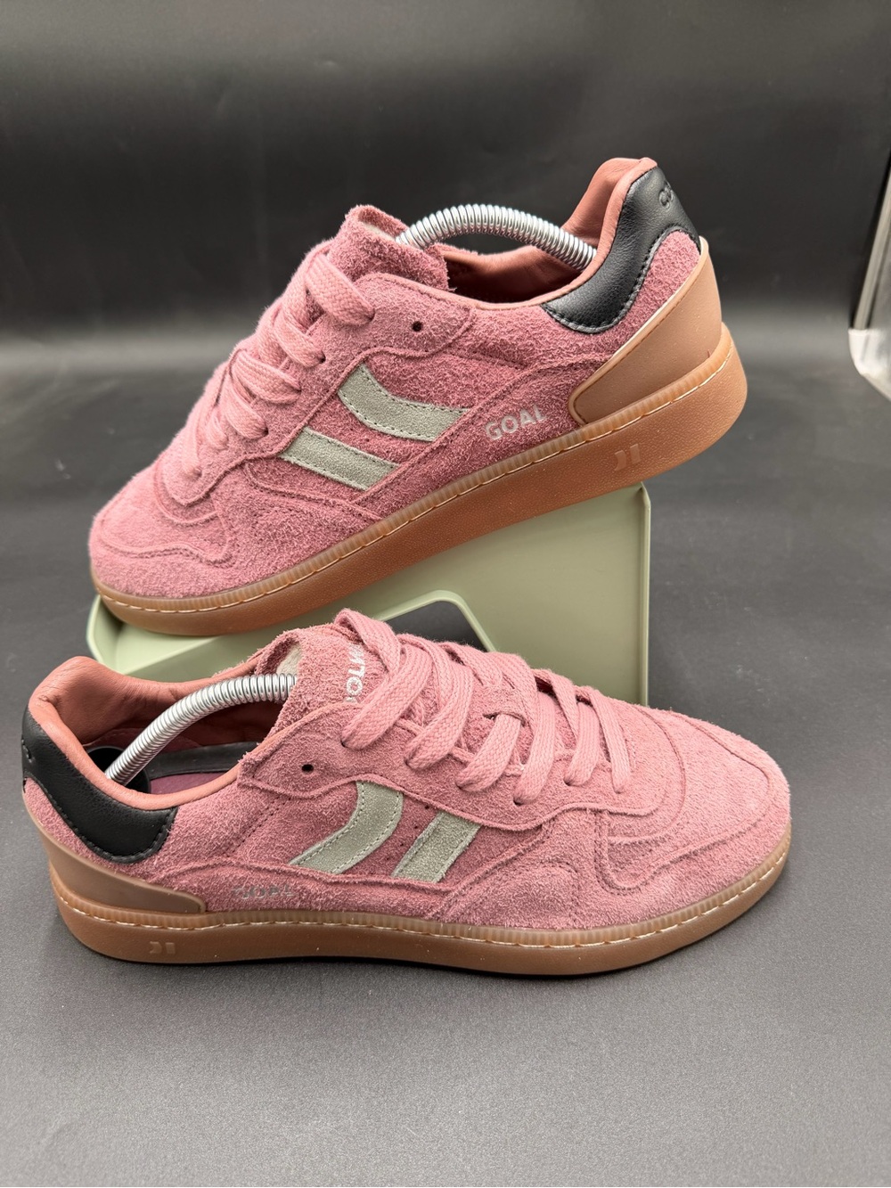 Coolway Pink Suede Low-Top Sneakers with Gum Sole